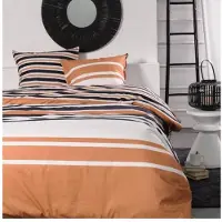 TODAY Parure de lit double -- 240x200 cm - 100 % coton - Orange, noir et blanc