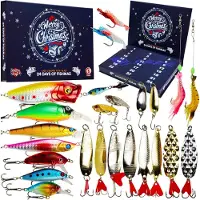OCreon Calendrier de l'Avent 2025 sur le thème de la pêche, calendrier de compte à rebours de Noël pour hommes, femmes et adolescents, avec des accessoires de pêche, des appâts et des cadeaux pour lui