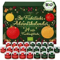 OCreon Calendrier de l'Avent 2025 : confitures - 24 pots de confiture de 28 g chacun. Calendrier de l'Avent : 24 délicieuses confitures de fruits, produites par une confiserie allemande