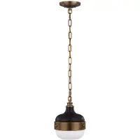Elstead Lighting Suspension Cadence, laiton antique foncé et noir mat, 1xE27x60W, verre, dimensions : 195,6 x 20,3 x 20,3 cm, IP20, Feiss