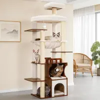 Merkloos Arbre à chat - Arbre à griffoir en bois - 187 cm - Pour grands chats - Brun