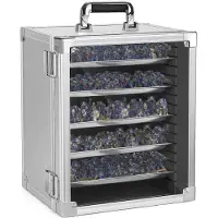 OEM Boîte de rangement avec vitrine, couleur argent, alliage d'aluminium, dimensions : 34 x 26,5 x 40 cm
