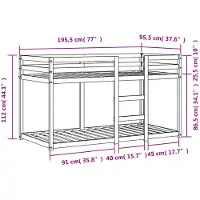 vidaXL Lit superposé brun cire 90x190 cm pin massif