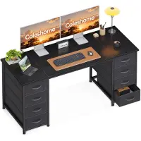 OEM Bureau avec 8 tiroirs en tissu, dimensions 140 x 48 cm, couleur noire