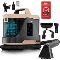 FLOWSTEAM Nettoyeur de tapis 6 en 1 - - Nettoyeur de taches - sièges - Vapeur à 100°C - 4 modes de vapeur - 90 minutes de vapeur - Cordon de 5M - blanc/noir