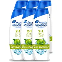 Head & shoulders 6 x Shampooing 2-en-1 , Senteur Pomme Fraîche - 400 ml - Pack économique - 6 pièces