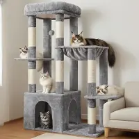 Merkloos Arbre à chat - Base XXL 70 x 40 cm - 120 cm - Plateforme amovible - Gris clair