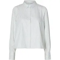 Selected femme Chemisier 'SLWROMIE' bleu / moutarde / blanc