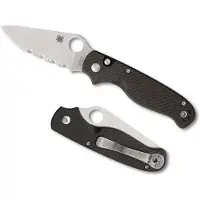 Spyderco Couteau pliant ButtonUp Carbon Fiber, lame à dents