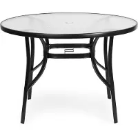 Multigarden SC-080 : Table d'extérieur ronde, avec plateau en verre trempé, trou pour parasol, diamètre 105 cm