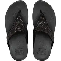 Original Brands FitFlop Lulu, sandales à orteils en matière synthétique pailletée, couleur noire, taille 43