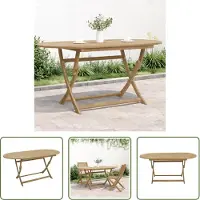 The Living Store Table de jardin pliante 160x85x75 cm bois massif acacia