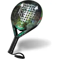 Merkloos Raquette de padel - Carbone - Avec sac de transport et cordelette de sécurité - Grip 3D - Forme ronde, goutte ou diamant