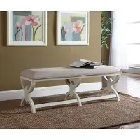 AEA Hocker Polsterhocker Fuß Möbel Wohnen Sitzbänke Sitz Leder Beige Design Ottomane