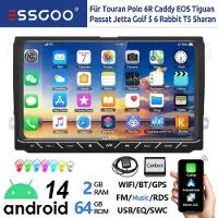Insta24 Autoradio Android 14, écran tactile de 9 pouces, GPS, navigation, Carplay, Android Auto, 64 Go, format 2 DIN,au volant, Bluetooth, 4x45W, compatible avec les modèles VW Golf 5, Golf 6, Polo 6R, Passat