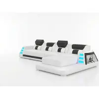 AEA Canapé d'angle blanc, design moderne, avec éclairage LED, idéal pour le salon. Meuble pratique et élégant