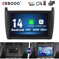 Insta24 Autoradio Android 14 de 9 pouces pour VW Polo 6R 6C (2009-2017), avec GPS, navigation, DAB+, Carplay, Android Auto, 4 Go de RAM, 64 Go de stockage, écran tactile et fonction mains libres