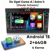 Insta24 Autoradio pour Opel Astra H, Corsa C, Vectra C, Zafira, Combo, Antara, Meriva, avec écran tactile de 7 pouces, système Android 15, GPS, Carplay, DAB, 2 Go de RAM et 64 Go de stockage