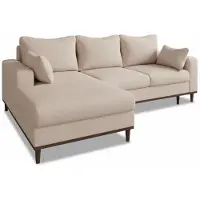 AEA Canapé d'angle beige en forme de L, convertible en lit, revêtement en tissu, idéal pour le salon