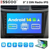 Insta24 Autoradio 9 pouces 2 DIN avec Apple CarPlay, Android Auto, GPS, navigation, écran tactile IPS, Bluetooth, WiFi, USB, FM, RDS, kit mains libres, Android 14, 32 Go