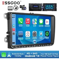 Insta24 Autoradio Android 9 pouces, compatible Carplay, pour VW Golf 5 6, Polo, Passat, Touran, avec GPS, kit mains libres, Bluetooth, Wi-Fi, 4 Go de RAM, 64 Go de stockage, format 2 DIN