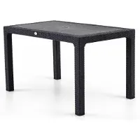 AEA Table de jardin élégante en rotin, disponible en noir, marron, anthracite et cappuccino