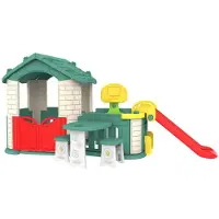 Ramiz ZOG.CHD-808G Grande maisonnette pour enfants 5 en 1 : toboggan, panier, potager, table, 2 petites chaises, toit vert