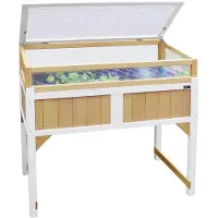 Axi Table De Culture En Bois Avec Bac & Voile De Jardin | Potager Sur Pied / Jardinière Avec Serre En Marron & Blanc