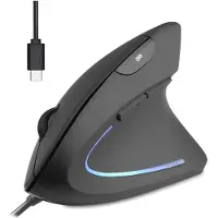 Perixx PERIMICE-513 C Souris verticale ergonomique, USB-C, noire, pour droitiers
