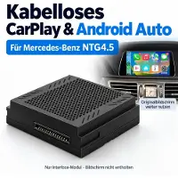 Junsun Boîtier sans fil CarPlay et Android Auto pour Mercedes-Benz NTG4.5, compatible avec les modèles A, B, C, E, CLA, GLA, GLK, ML, Vito et Sprinter, ainsi que les systèmes Becker