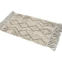 Sonstiges Tapis web 90x150 cm, style bohème, en coton, lavable, avec franges, pliable et antidérapant