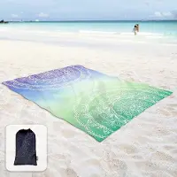 Markenlos Serviette de plage 270 x 205 cm, anti-sable, bleu-violet, pour la plage, le camping, les festivals