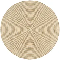 Festnight Tapis d'extérieur rond, tressé en jute, avec un motif en spirale blanc, diamètre 150 cm
