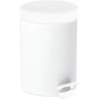 Zone Denmark Seau à pédale Solo, Poubelle à pédale, Poubelle, Seau de toilette, Seau de bain, Acier, White, 3 L, 330169