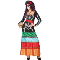 Atosa Mexican Skeleton Long Dress Costume Multicolore XS-S Enfants
