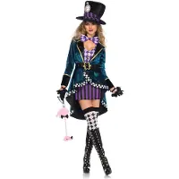Leg avenue 5 pices. Dlicieux Hatter robe dbardeur veste en velours ceinture noeud papillon chapeau MEDIUM MULTICOLORE