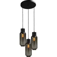 Masterlight Lampe à suspension Lett ll Verre fumé à 3 lumières