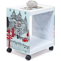 Interlink Publishing Table d'appoint Londoncube sur roulettes