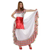 Atosa Mexican Woman Costume Orange M-L Enfants