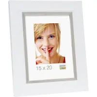 Deknudt Cadre photo en blanc avec bordure argentée 15x15 S41NK1