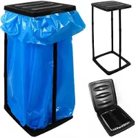Deuba Support pour sac poubelle noir max. 60 litres Porte sac poubelle avec couvercle
